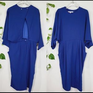 & OTHER STORIES Royal Blue Dress 8 Medium Cut Out Casual Open Back Cocktail